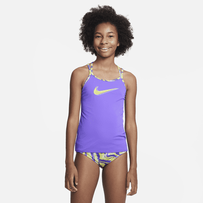 Conjunto de tankini de espalda cruzada para niña talla grande Nike