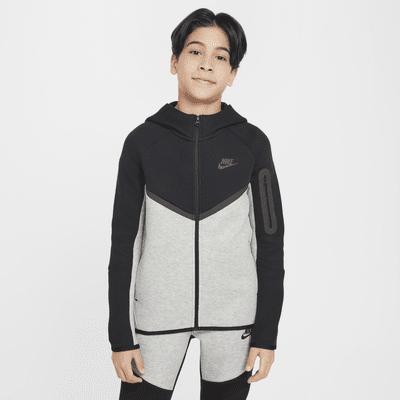 Nike Sportswear Tech Fleece-hættetrøje med lynlås til større børn