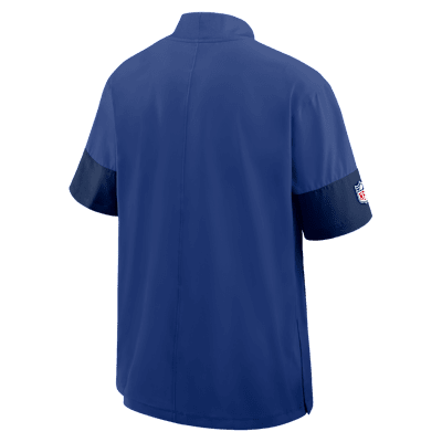 Chamarra de manga corta Nike de la NFL con gorro de medio cierre para hombre New York Giants Sideline Coach