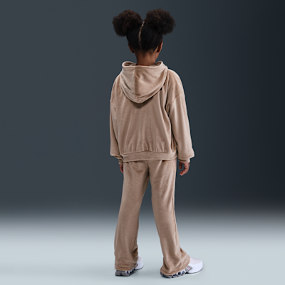 Conjunto de 2 piezas de leggings de tejido velour acampanados para niños talla pequeña Nike