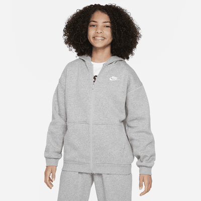 Nike Sportswear Club Fleece Big Kids' (Girls') Oversized Full-Zip Hoodie