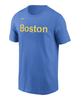 Youth Nike Gold/Light Blue Boston Red Sox City Connect Wordmark T-Shirt Size: Medium