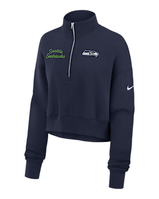 Женские  Seattle Seahawks Phoenix Nike NFL Cropped 1/4-Zip Crew