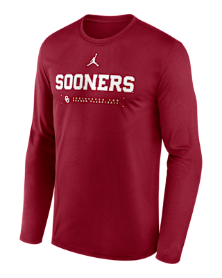 Мужская футболка Oklahoma Courtside Basketball Shootaround Legend Jordan Brand Dri-FIT College Long-Sleeve для баскетбола