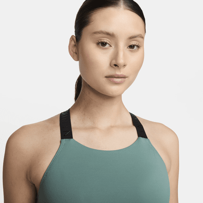 Top Midkini de cuello alto para mujer Nike Swim HydraLock Fusion