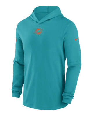 Miami Dolphins Sideline Men’s Nike Men's Dri-Fit NFL Long-Sleeve Hooded Top in Green, Size: Medium | 00MQ3GT9P-PKB