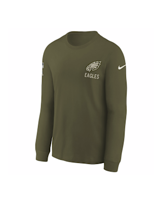 Детская футболка Philadelphia Eagles Salute to Service Sideline Big Kids’ Nike NFL Long-Sleeve