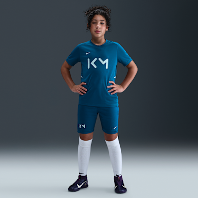Kylian Mbappé Academy voetbalshirt met korte mouwen en Dri-FIT voor kids