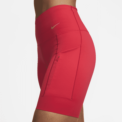 Shorts de ciclismo con bolsillos de tiro alto de 20 cm de sujeción firme para mujer Nike Go