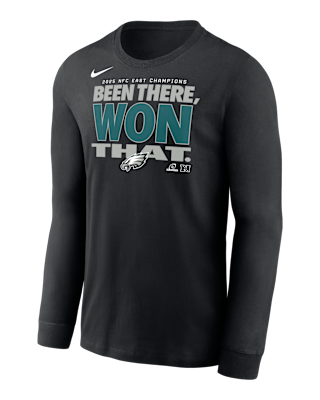 Мужская футболка Philadelphia Eagles 2025 NFC East Champions Trophy Collection Nike NFL Long-Sleeve