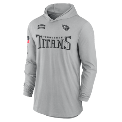 Playera de manga larga Nike Dri-FIT de la NFL con gorro para hombre Tennessee Titans Salute to Service Edge Mascot Lockup