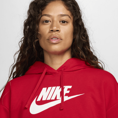 Sudadera con gorro y gráfico cropped oversized para mujer Nike Sportswear Club Fleece