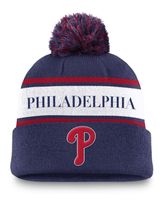 Мужские  Philadelphia Phillies Team Stripe Peak Nike MLB Cuffed Pom Beanie