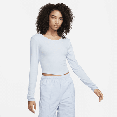 Nike Sportswear Chill Knit Women's Tight Scoop-Back Long-Sleeve Mini-Rib Top