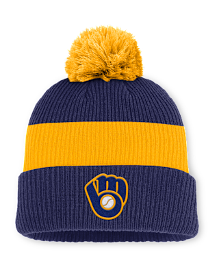 Мужские  Milwaukee Brewers Cooperstown Peak Nike MLB Cuffed Pom Beanie
