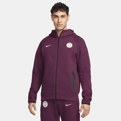 Hoodie de futebol com fecho completo Nike Tech Fleece Windrunner Paris Saint-Germain para homem