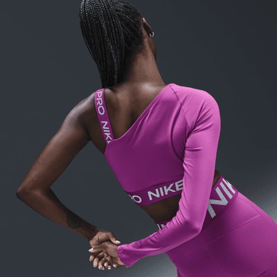 Γυναικεία crop μπλούζα Dri-FIT με ασύμμετρη σχεδίαση Nike Pro Shine