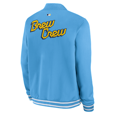 Milwaukee Brewers Authentic Collection City Connect Men's Nike MLB Full-Zip Bomber Jacket