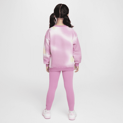 Conjunto de leggings y sudadera de cuello redondo para niños talla pequeña Nike Solarized