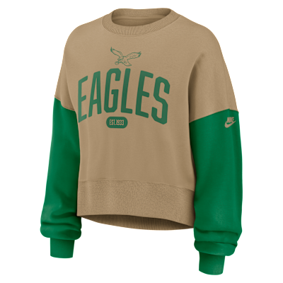 Sudadera de cuello redondo sin cierre Nike de la NFL para mujer Philadelphia Eagles Rewind Club