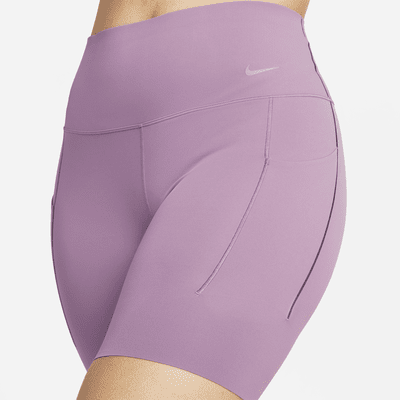 Shorts de ciclismo con bolsillos de 20 cm de tiro alto y media sujeción para mujer Nike Universa