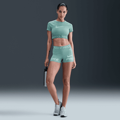 Nike Pro Women's Dri-FIT Short-Sleeve Cropped Graphic Top