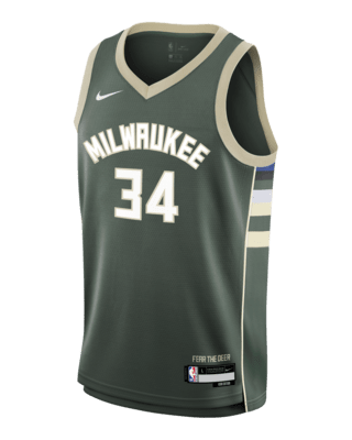 Подростковые джерси Giannis Antetokounmpo Milwaukee Bucks 2023/24 Icon Edition Big Kids' Nike NBA Swingman Jersey