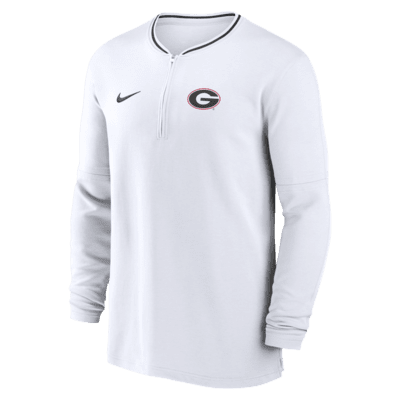 Playera de manga larga universitaria Nike Dri-FIT de medio cierre para hombre Georgia Bulldogs Sideline Coach