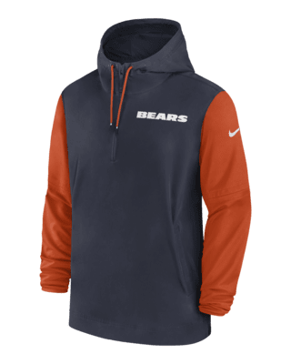 Мужская куртка Chicago Bears Sideline Pre-Game Player Nike NFL 1/2-Zip Hooded