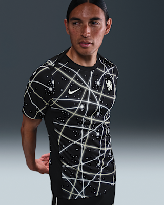 Мужские шорты Chelsea FC Academy Pro Nike Dri-FIT Soccer Pre-Match Short-Sleeve Top