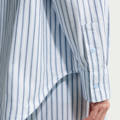 나이키 스포츠웨어 칠 포플린 여성 오버사이즈 우븐 긴팔 스트라이프 탑