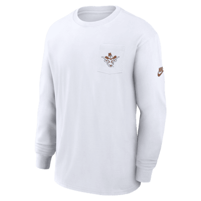 Playera de manga larga universitaria Nike para hombre Texas Longhorns Legacy Max90 Pocket