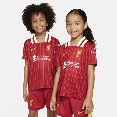 Divisa da calcio replica in 3 pezzi Nike Liverpool FC 2024/25 Stadium per bambino/a – Home