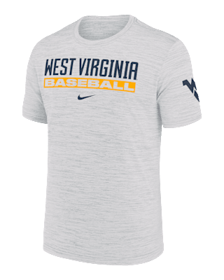 Мужская футболка West Virginia Mountaineers Velocity Baseball Wordmark Stack Nike Dri-FIT College