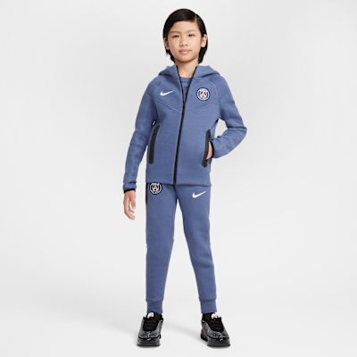 Huvtröja i fleece Paris Saint-Germain Tech Nike Football med hel dragkedja för ungdom (killar)