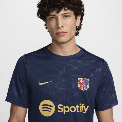 Haut de foot à manches courtes d'avant-match Nike Dri-FIT FC Barcelona Academy Pro Domicile pour homme