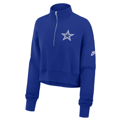 Dallas Cowboys Rewind Phoenix Women's Nike NFL Cropped 1/4-Zip Crew