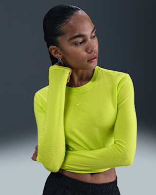 Женские  Nike Sportswear Chill Knit Slim Long-Sleeve Cropped Top
