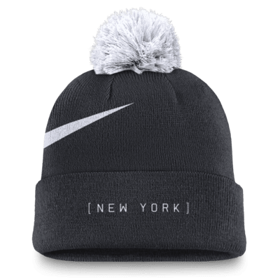 Gorro con dobladillo y pompón Nike de la MLB para hombre New York Yankees Peak