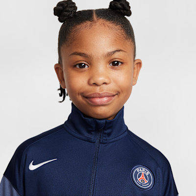 Pleteninová fotbalová sportovní souprava Nike Dri-FIT Paris Saint-Germain Strike pro malé děti
