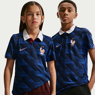 FFF 2026 Match Home Big Kids' Nike Aero-FIT Soccer Authentic Jersey from Nike - $155