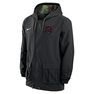 Alabama Men's Nike Full-Snap Hooded Military Jacket