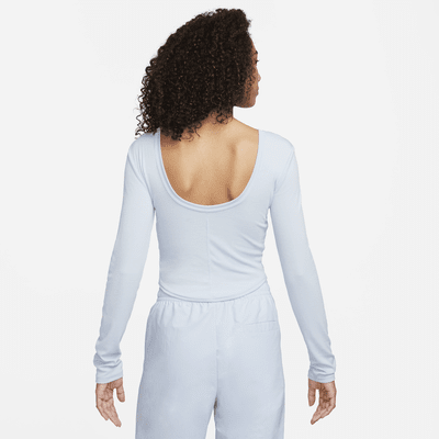 Nike Sportswear Chill Knit Women's Tight Scoop-Back Long-Sleeve Mini-Rib Top