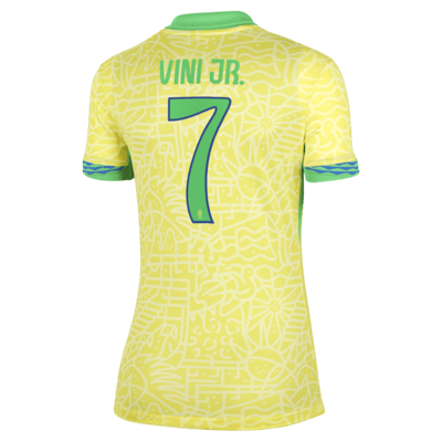 Jersey de fútbol Nike Dri-FIT de la selección nacional de Brasil visitante 2024 Stadium Vini Jr. para mujer