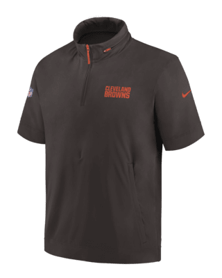 Мужская куртка Cleveland Browns Sideline Coach Nike NFL 1/2-Zip Short-Sleeve Hooded