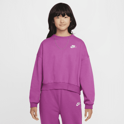 Sweat ample à col ras-du-cou Nike Sportswear Club Fleece pour fille