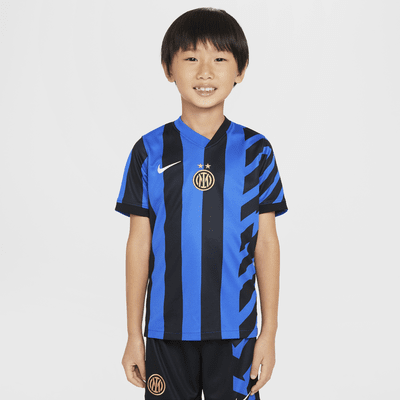 Inter Milan 2024/25 Stadium (hjemmedrakt) Nike Football Replica draktsett i tre deler til små barn