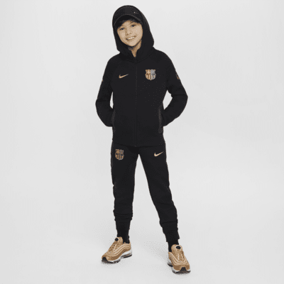 Hoodie de futebol com fecho completo Nike Tech Fleece FC Barcelona Júnior (Rapaz)