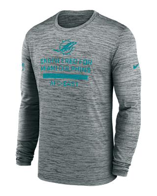 Мужская футболка Miami Dolphins Sideline Team Issue Velocity Nike Dri-FIT NFL Long-Sleeve