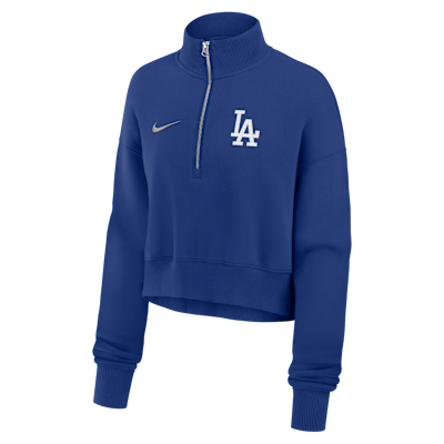 Los Angeles Dodgers Phoenix Women's Nike MLB Cropped 1/4-Zip Crew